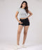 High-Rise Frayed Jean Black Shorts